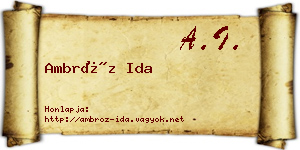 Ambróz Ida névjegykártya